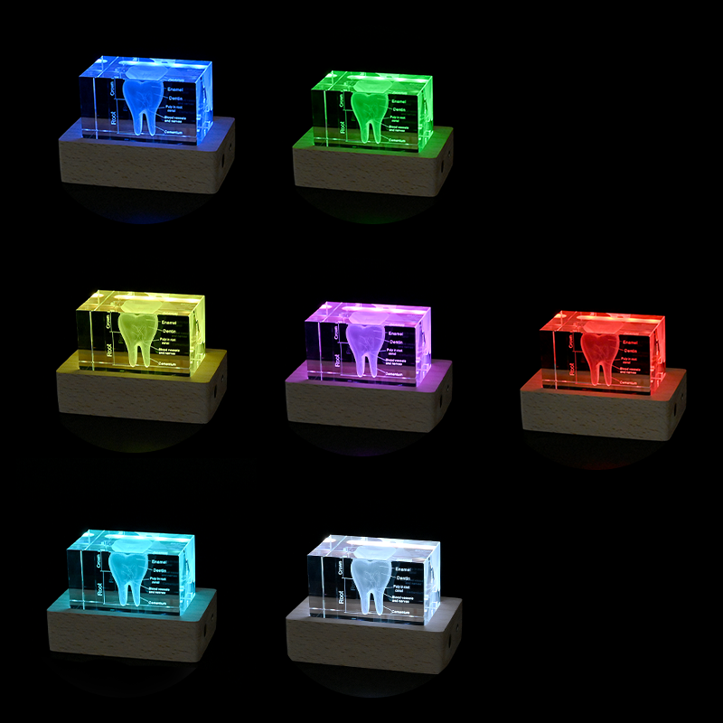 3d photo crystal with led light base 06