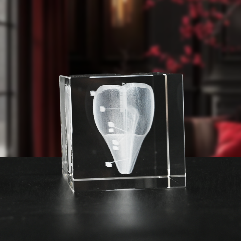 3d photo crystal with led light base​ 02
