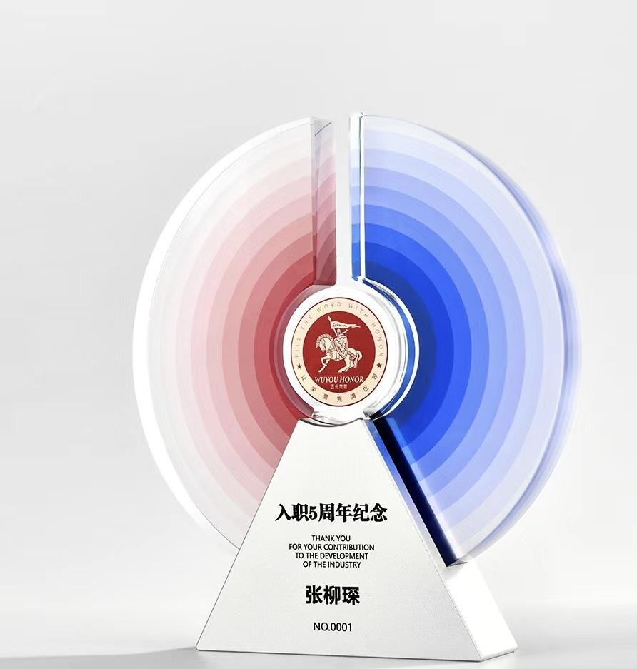 Double color crystal trophy 116