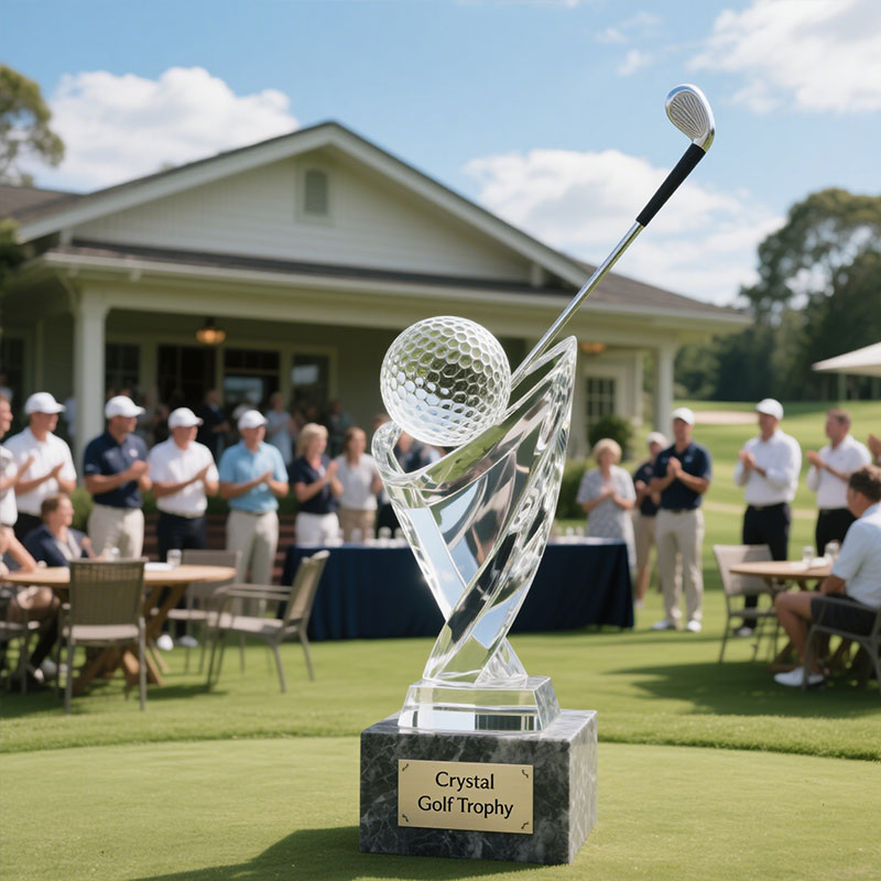 crystal golf trophy