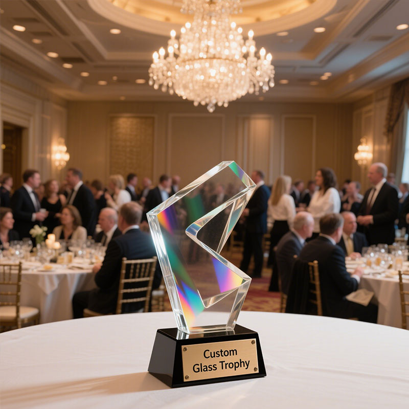 custom glass trophy