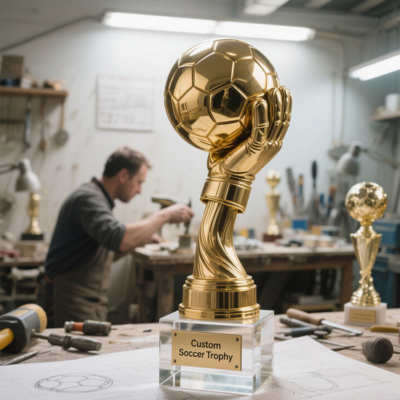 custom soccer trophy