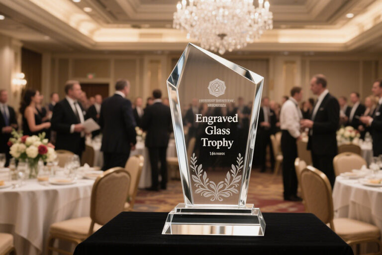 engraved glass trophy
