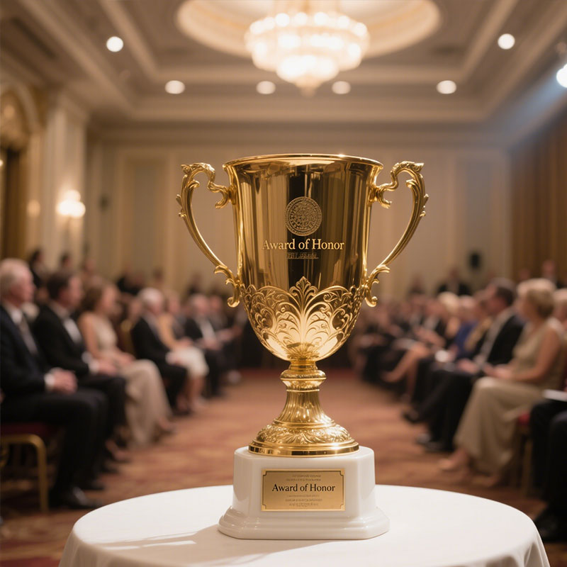 engraved trophy cup