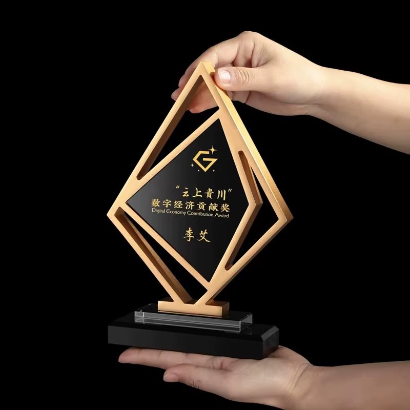 Diamond Shape Metal Trophy Custom-07