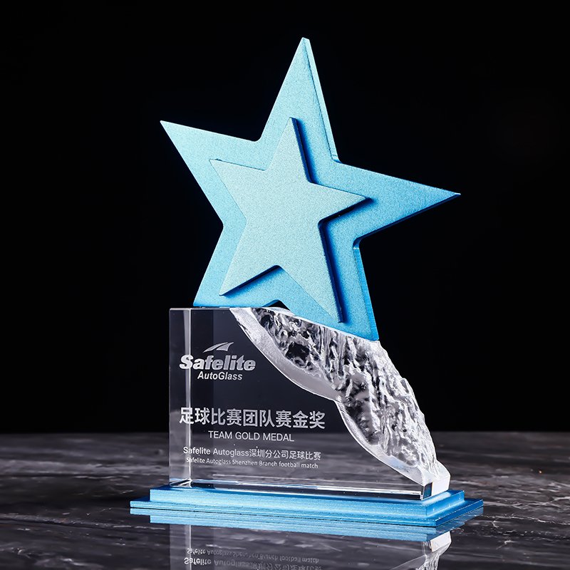 Metal crystal star trophy-05