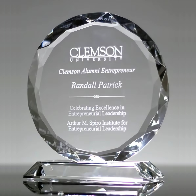 Round crystal plate award custom1