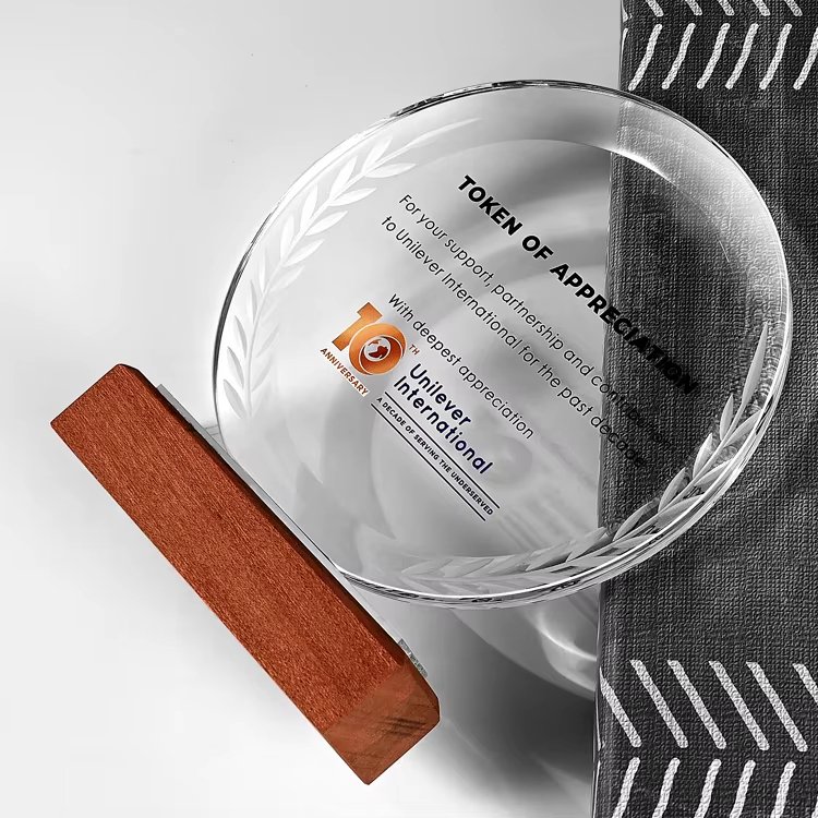 Round crystal plate trophy custom-05