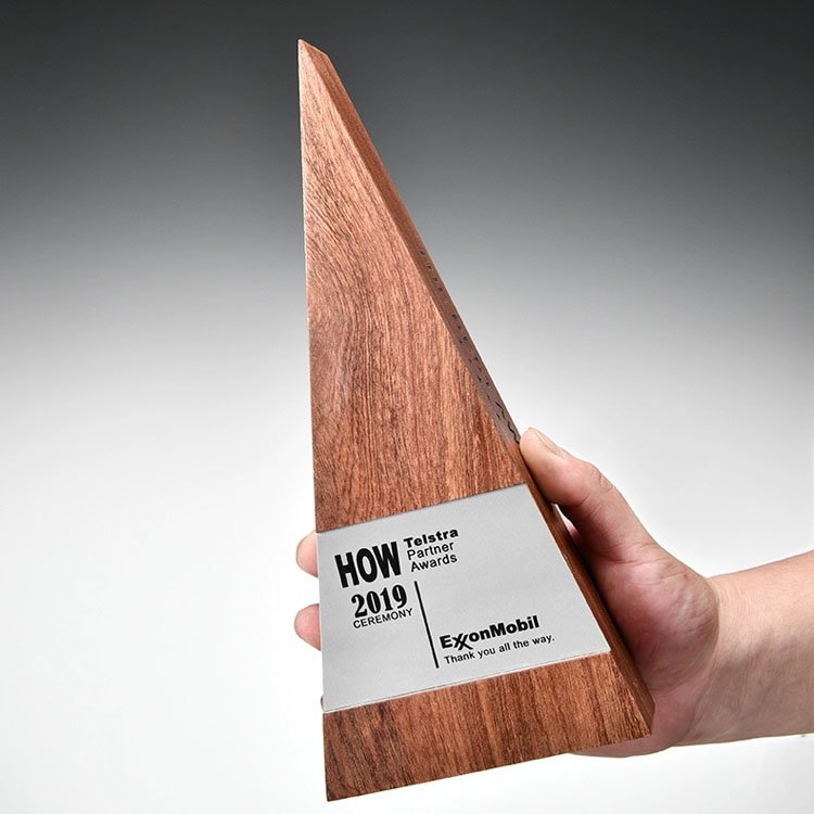 Wood triangle custom trophy​ 05