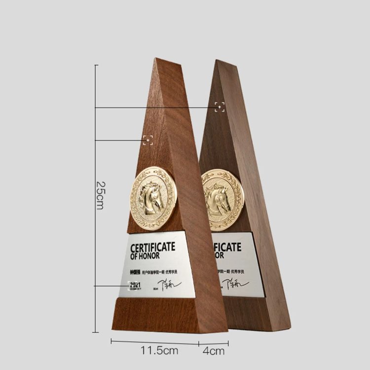 Wood triangle custom trophy​ 06