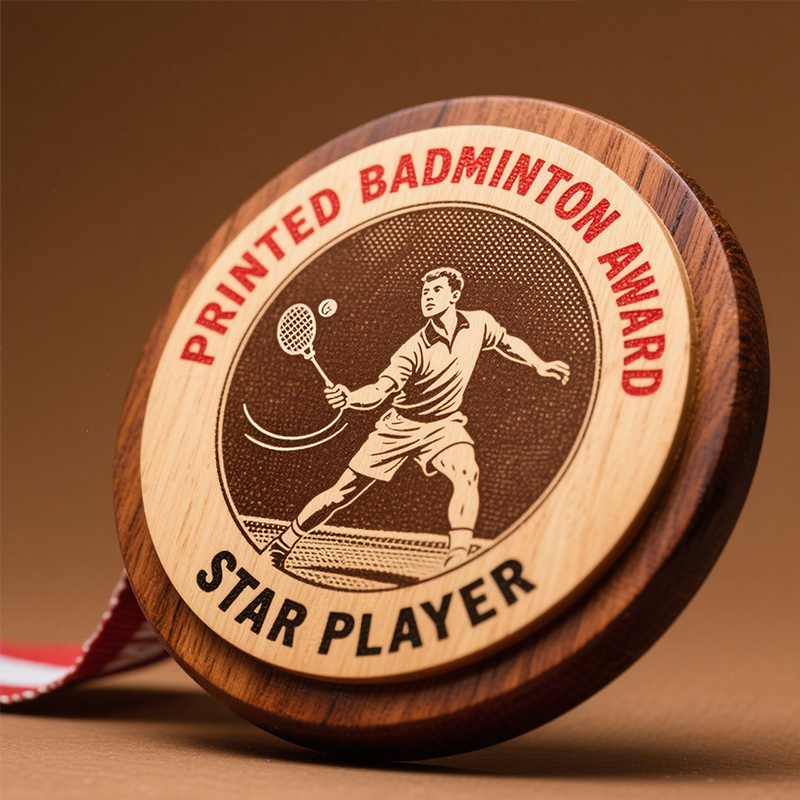 wooden badminton custom medals1