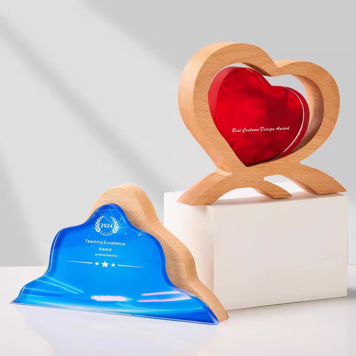 Carved wooden heart trophy2