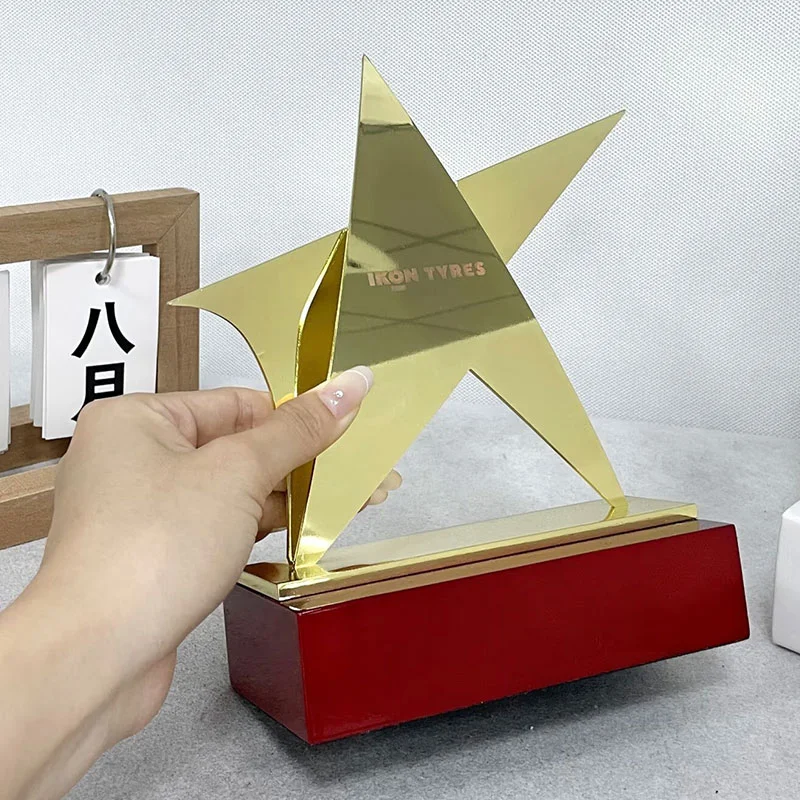 Gold Star Trophy Wood Base1