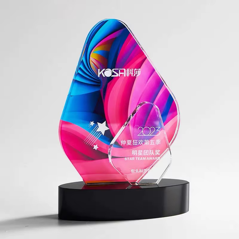 Pattern printed crystal trophy-05