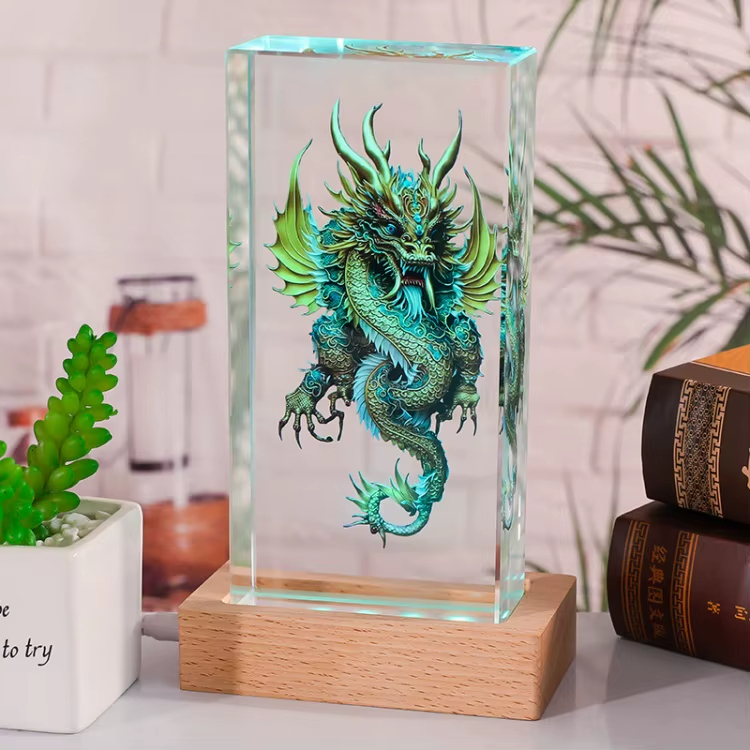 Printed dragon crystal plaque3