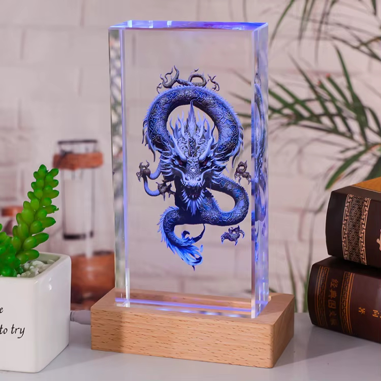 Printed dragon crystal plaque4