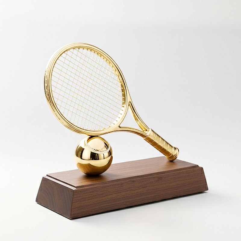 Tennis Metal Trophy with Wooden Base2