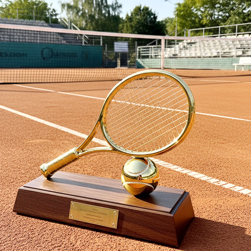 Tennis Metal Trophy with Wooden Base4