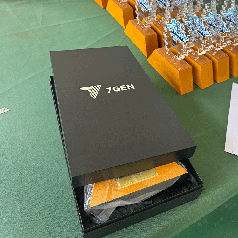 Acrylic trophy with wooden base1