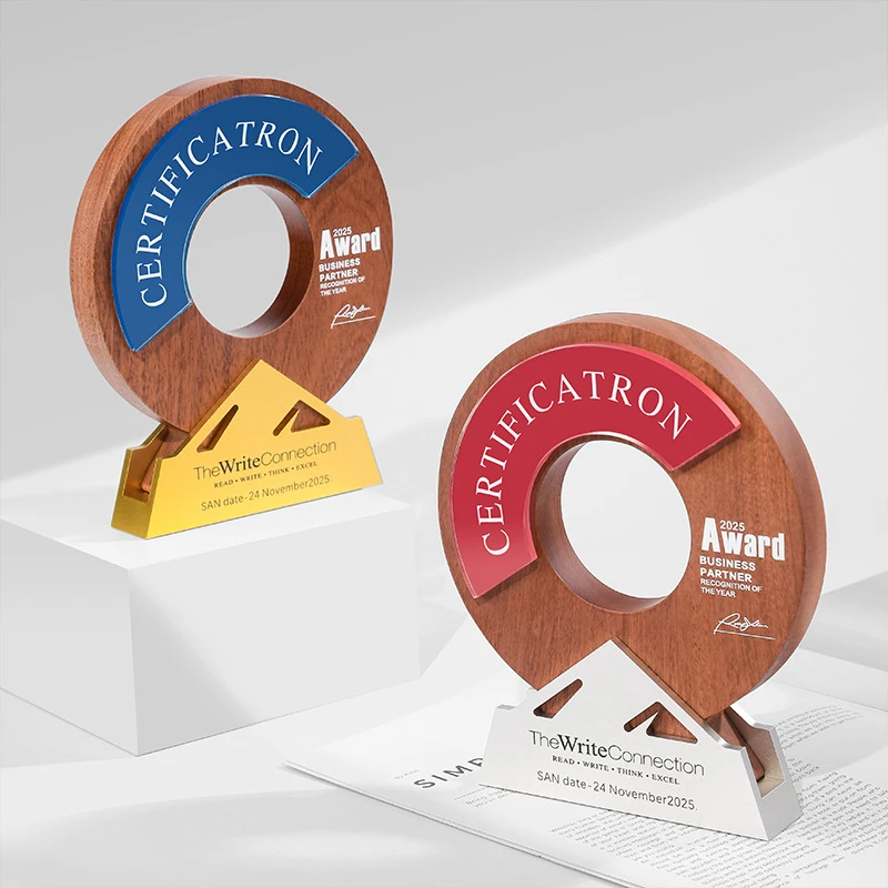 Walnut wood metal trophy3