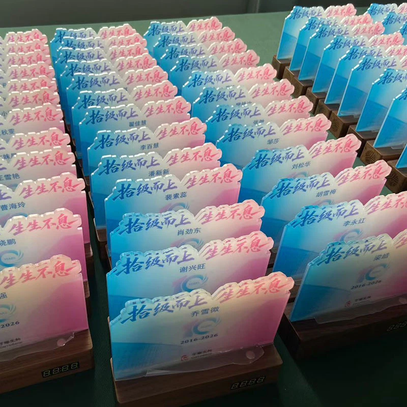 Custom LED Wood Base Acrylic Trophy - Trophy Medal Badge Commemorative Coin Keychain Fridge Magnet Ornament Model Design wholesale custom supplier LED Wood Base Acrylic Trophy1