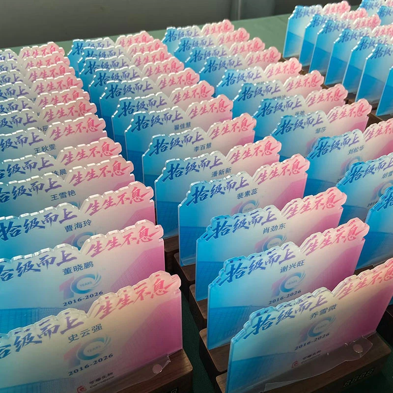 Custom LED Wood Base Acrylic Trophy - Trophy Medal Badge Commemorative Coin Keychain Fridge Magnet Ornament Model Design wholesale custom supplier LED Wood Base Acrylic Trophy3