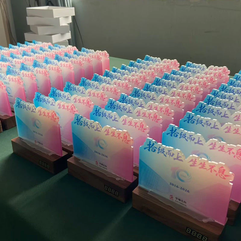 Custom LED Wood Base Acrylic Trophy - Trophy Medal Badge Commemorative Coin Keychain Fridge Magnet Ornament Model Design wholesale custom supplier LED Wood Base Acrylic Trophy5