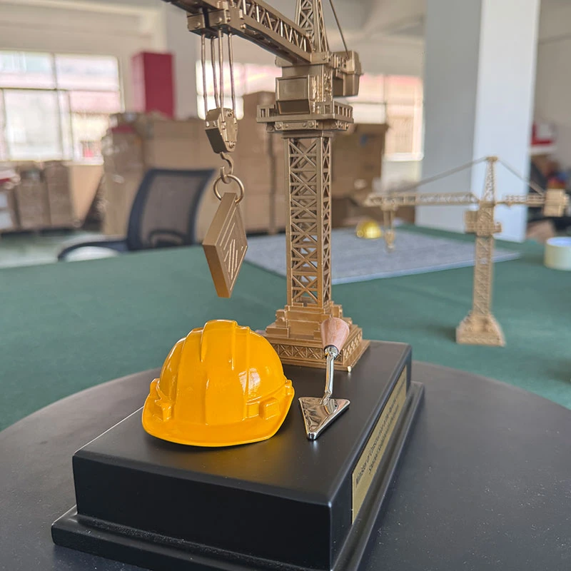 Custom High-End Copper Models - MC ART AWARDS Custom-made brass tower crane model2