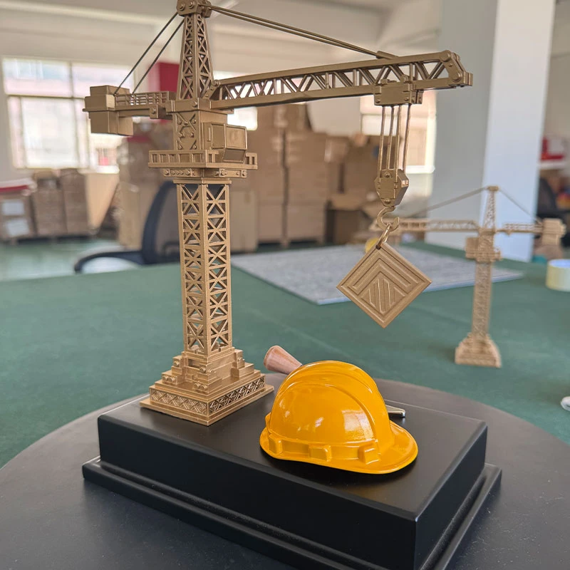 Custom High-End Copper Models - MC ART AWARDS Custom-made brass tower crane model4