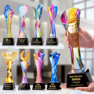 Colorful glass trophy custom-02