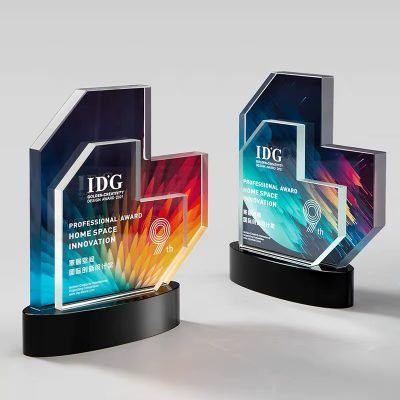 Crystal Color Printing Heart Trophy1