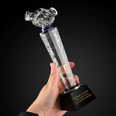 Customized crystal handshake trophy1