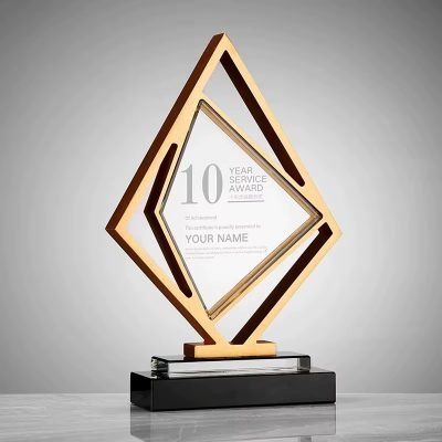 Diamond Shape Metal Trophy Custom-01