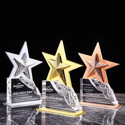 Metal crystal star trophy-01