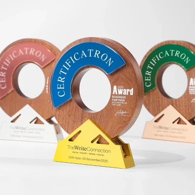 Walnut wood metal trophy1