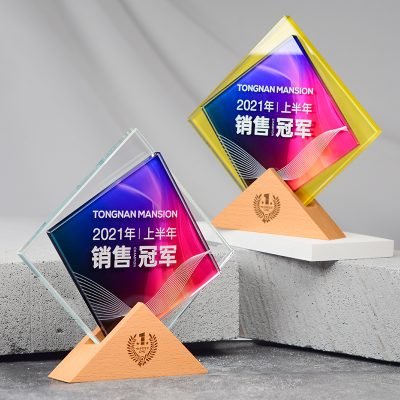 Wooden crystal Sales Trophy 02