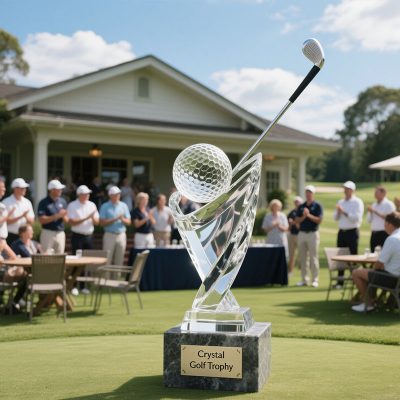 crystal golf trophy