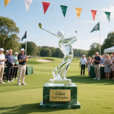 glass golf trophies