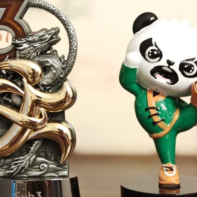 what are trophies made of